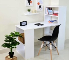 Bàn Làm Việc, Bàn Học Giá Sách Màu Trắng 