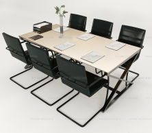 Bàn Họp Chân Chữ X Mặt Gỗ Công Nghiệp