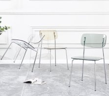 Ghế ăn, cafe, học tập, làm việc trong suốt chân thép mạ HotTrend phong cách hiện đại