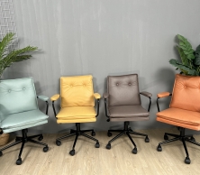 Ghế làm việc, học tập lưng vải công nghệ giả da chân sơn tĩnh điện cao cấp TM186