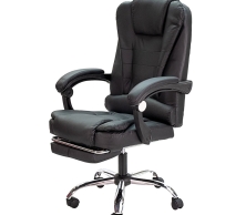 Ghế văn phòng ngả lưng có gác chân và massage nệm bọc da PU TM906