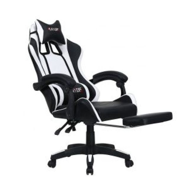 Ghế Game Có Gác Chân Màu Trắng Đen