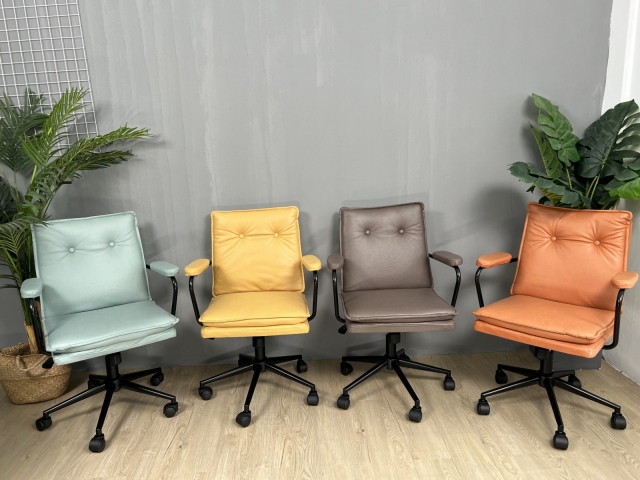 Ghế làm việc, học tập lưng vải công nghệ giả da chân sơn tĩnh điện cao cấp TM186