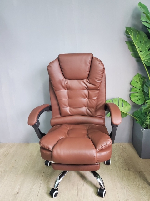 Ghế văn phòng ngả lưng có gác chân và massage nệm bọc da PU TM906