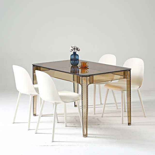 Bàn ăn mặt kính cường lực khung nhựa PC cao cấp GHOST TABLE
