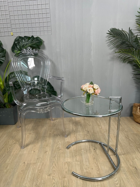 Ghế sự kiện trong suốt, ghế cafe, ghế trang điểm, ghế nhựa nhập khẩu phong cách Châu Âu TM263 có tay