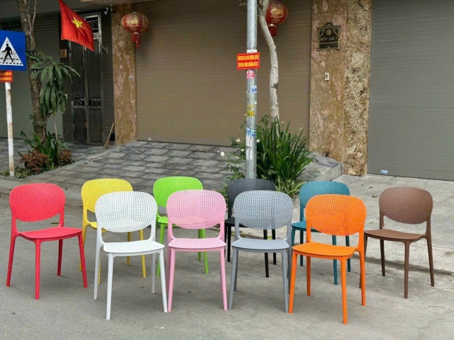 Ghế nhựa lỗ PP nhập khẩu nhiều màu sắc