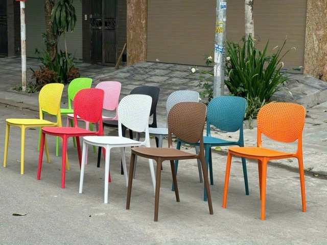 Ghế nhựa lỗ PP nhập khẩu nhiều màu sắc