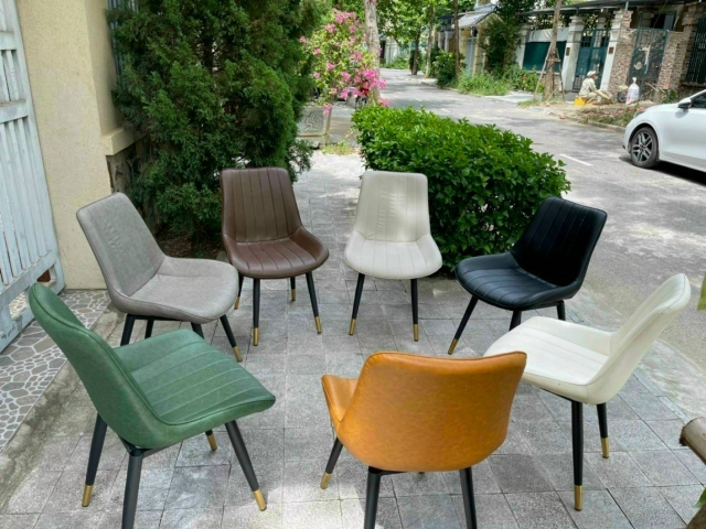 Ghế Ăn Loft Trám Sọc Bọc Da